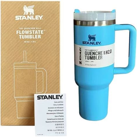 Grande tasse isotherme de 1,2 L en acier inoxydable avec poignée et paille, idéale pour les voyages en voiture (bleu).