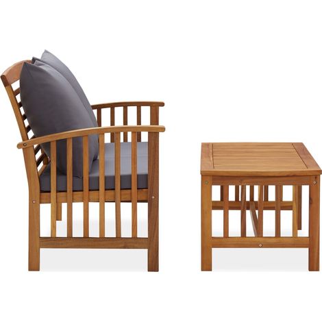 Maison Exclusive - Muebles de jardín 2 piezas con cojines madera (1/5)