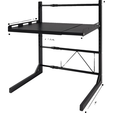 Mikrowellenregal, höhenverstellbar, robustes Kohlenstoffstahl, schwarz, 2-stufig (1/2)