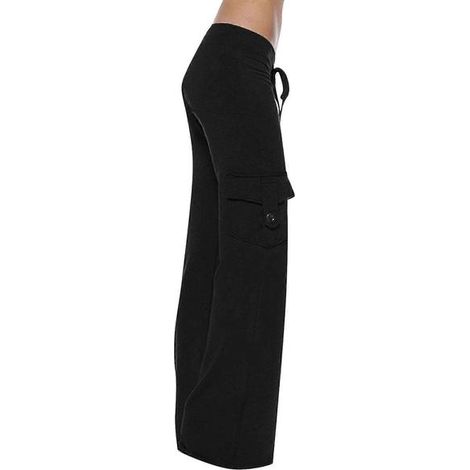 Pantalon de yoga de sport pour femme, taille élastiquée avec cordon de serrage, coupe ample, uni, à jambes évasées. (1/5)