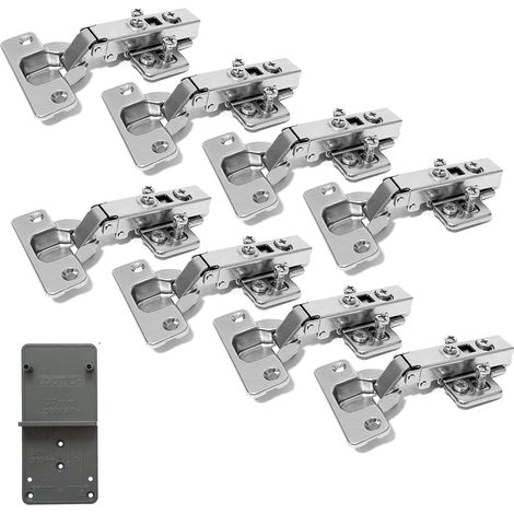 110 Degré Plein Recouvrante 35mm Soft Close Charnieres avec Amortisseur Hydraulique Fermeture Automatique Charnière pour Armoires de Porte Cuisine 8 Pcs (1/5)