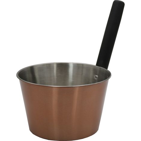 Nikkarien Saunakübel 4 Liter Edelstahl Kupfer schwarzer Holzgriff 10292