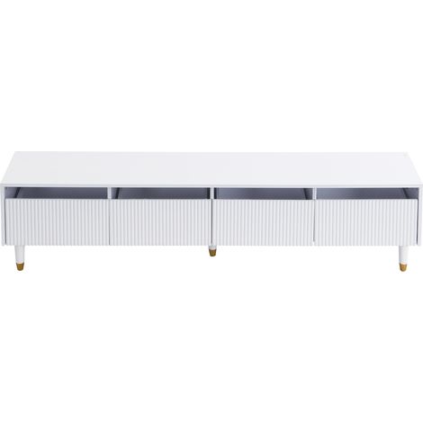 Moderne weiße TV-Kommode 178 cm mit 4 Schubladen, MDF und Acryl, minimalistisches Design (1/5)
