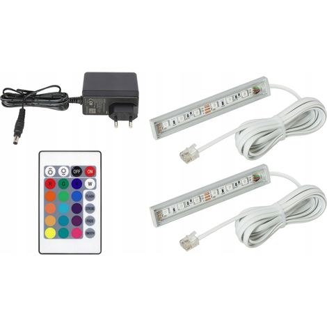 2x LED RGB para vitrinas, estanter铆as, ventanas, cable, blanco (1/5)