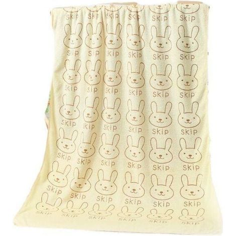 VURAHOME - Serviette de bain en microfibre 70140 dessin animé absorbant imprimé doux adulte serviette de bain en relief uni (beige lapin) (1/5)