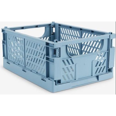 ORION91oficial® Foldable Baskets Set, made from 100% recycled polypropylene, 25x34x15 cm, blue color, stackable design, ideal for organizing various items at home. (1/5)