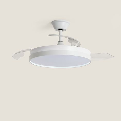 Ventilatore da Soffitto Silenzioso con Luce DC Pale Retrattili Kaios Trasparente Telecomando Media (tra 10-20 m²) 105 cm Bianco (1/5)