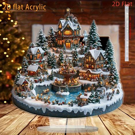 Village De Noël En Acrylique - Décoration Plateau Intérieur - Scène Hivernale 2D - 3 mm Épaisseur - Lot Complet (1/5)
