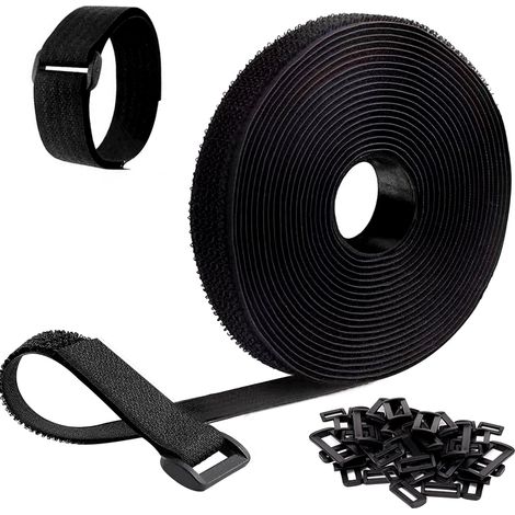 10m x 2cm klettband kabelbinder wiederverschließbar, kabelbinder klett mit 50 schnalle, Freie Schnittlänge kabelbinder klettverschluss, klettkabelbinder für Kabel Organisieren, Schläuche (1/5)