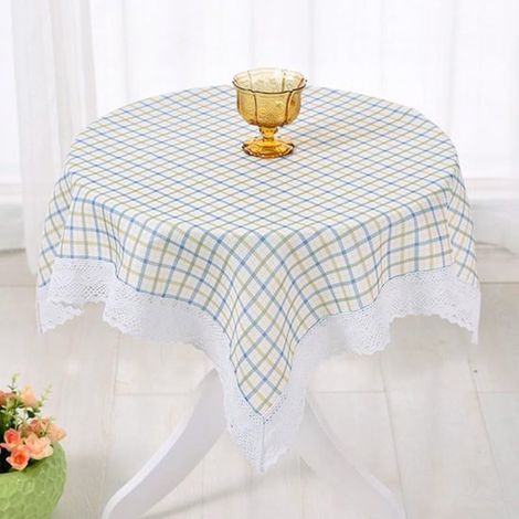 Mantel cuadrado，tela para mesita de noche/mesa de noche/mesa auxiliar/tocador，fundas de tela para muebles (cuadros azul verdoso，8080 cm) (1/5)