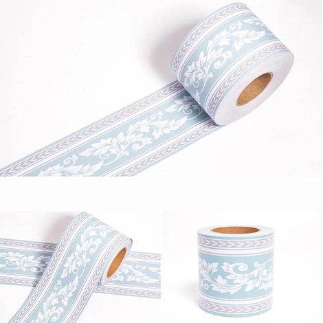 Frises Papier Peint Motif bleu clair 12 X 1000cm Moulure Murale Autocollant Murals Adhesif Murale Plinthe Adhesive PVC (1/4)