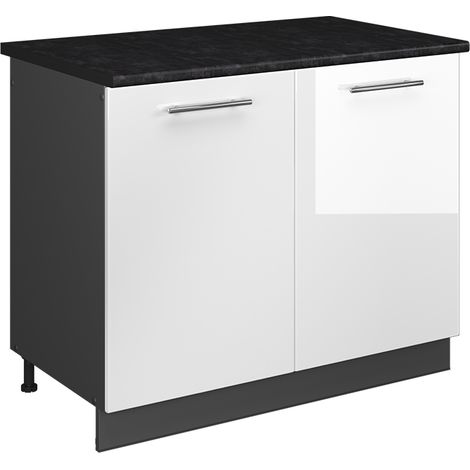Spülenunterschrank Fame-Line, Weiß Hochglanz/Anthrazit, 100 cm, AP Anthrazit, Vicco (1/5)