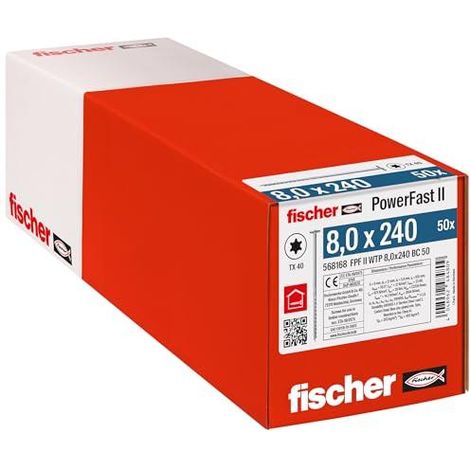 Fischer PowerFast II viti argento 8,0 x 240 mm ad alte prestazioni
