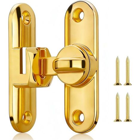Flip Door Latch 90/180 Degree Sliding Barn Door Lock Zinc Alloy Right Angle Gate Latch Thickened Anti-Rust Doors Lock Hardware Bathroom Kitchen Cabinet Window Barn Garden Gold (1/5)
