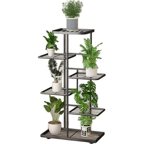 Pflanzenständer, platzsparendes Design, robuste Metallkonstruktion, 6-stufig – Schwarz (1/2)