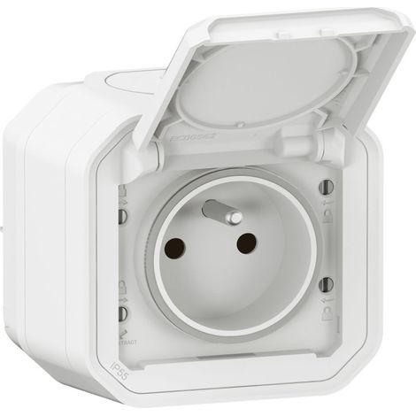 Legrand 070024 Power outlet with full protrusion plexo shutter - white