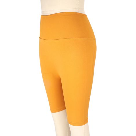 Shorty yoga taille haute femme effet liftant fessier, gaine ventre plat, coupe ajustée, sèche-rapide respirant, sport fitness, orange, taille S (1/5)