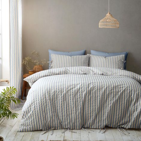 Parure de lit King Size avec Housse de Couette et taies d'oreiller tissées Bleu (1/5)