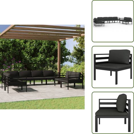 Salon de jardin 8 pcs avec coussins Aluminium Anthracite - Salon De Jardin - Meubles De Jardin - Mobilier Extérieur - Set De Salon De Jardin - Canapé D'angle (1/5)