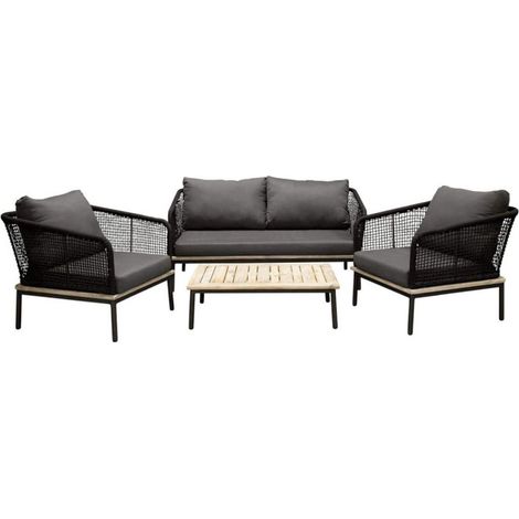 Salon de Jardin en Bois "Andorra" 148cm Noir (1/5)