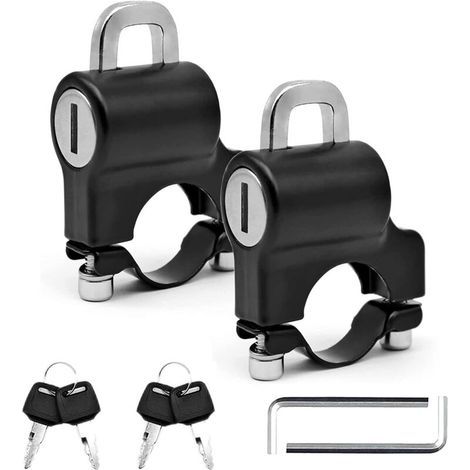 2 Stück Universal-Helmschloss mit Schlüsseln, Helmschloss aus Aluminiumlegierung, Motorradhelmschloss, für Motorrad, Fahrrad, Roller (22-28 mm) (1/4)