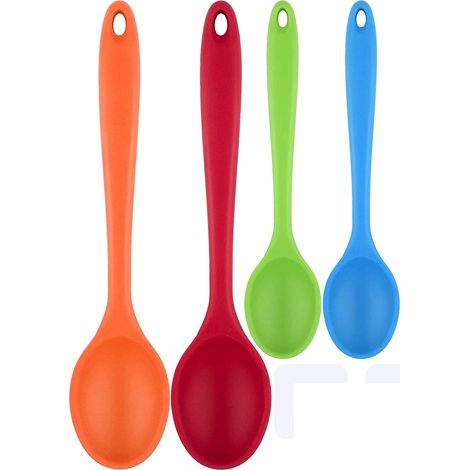 Cuillere En Silicone - 4 Pieces Dont 2 Cuilleres A Melanger Et 2 Cuilleres A Egoutter - Resistantes Chaleur Jusqu A 230 C - Pour Cuisine Maison Et Professionnelle - Lot De 4 (1/4)