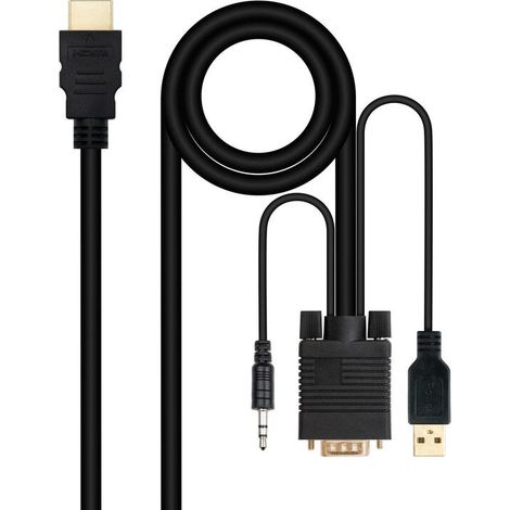 Adaptador HDMI a VGA con Audio NANOCABLE 10.15.4350 1,8 m Negro (1/4)