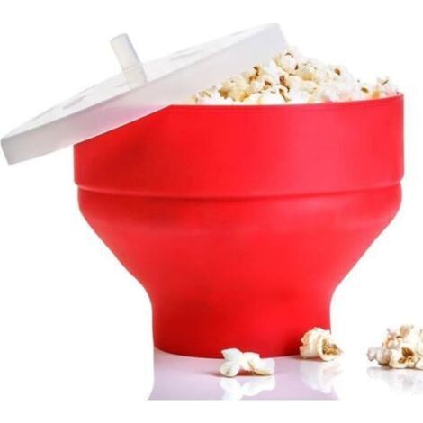 Bol à pop-corn réutilisable pour four à micro-ondes – Seau en silicone résistant à la chaleur avec couvercle, léger et économique (1/2)