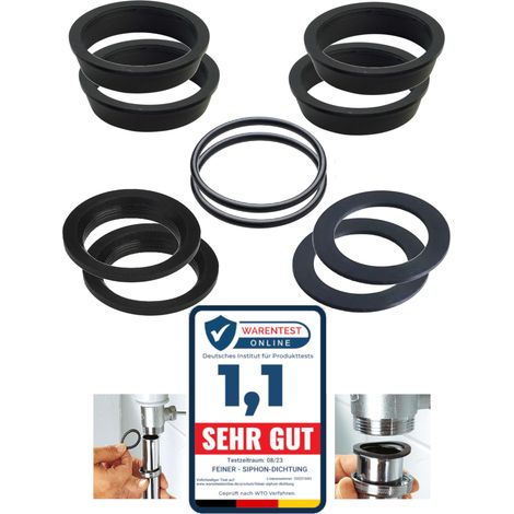 Lot de 2 10 pièces Joint de vidange de lavabo – Kit d'étanchéité pour 1 1/4" (32 mm) Joints de siphon pour siphons courants Siphon de bouteilles et de design 4 x cales, 4 x plats, (1/5)