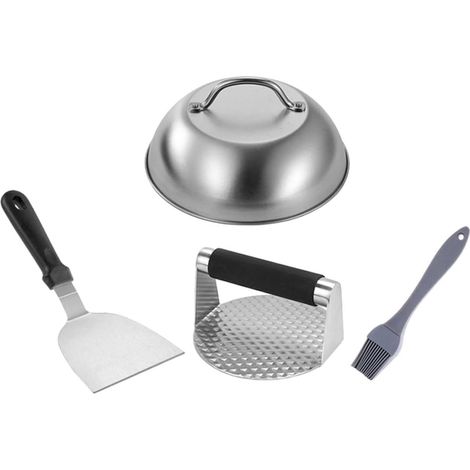 1ensemble Presse à Burger Acier Inoxydable avec Poignée Ergonomique Ustensile Cuisine Résistant pour Galettes de Viande Hachée Outil Pratique Barbecue et Préparation Patty - (1/5)