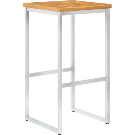 Chaises de bar lot de 4 Chaises d'extérieur bois d'acacia solide/acier inoxydable (1/5)