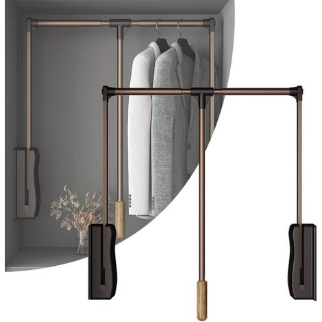 Barre Penderie Escamotable, À Charge 30 Kg, Porte-manteau Réglable, Tringle À Vêtements, Garde-robe, Largeur Réglable 93-125cm, Montage au Sol, Acier Inoxydable, Métal (1/5)