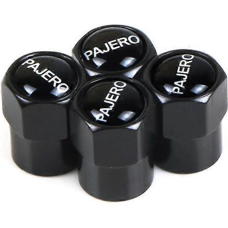 Lot de 4 bouchons de valve en aluminium pour pneus de voiture Mitsubishi Pajero, Lancer, ASX, Outlander et L200 - Accessoires - Panneaux de porte intérieurs - Petit modèle noir (1/4)