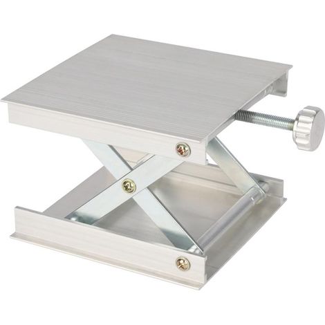 Plateforme élévatrice de laboratoire, plateforme élévatrice en alliage d'aluminium 90 x 90 mm, plateforme de support de laboratoire, plage de réglage en hauteur 20–85 mm. (1/5)
