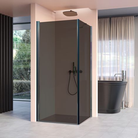 Box doccia angolare con porta battente fume salema, misura 70x75