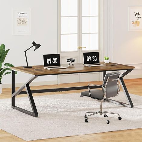 Computer Desk Solid Wood 180 cm Rustic Oak (1/5)