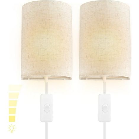 Lampadaire mural à brancher, applique LED 3 températures de couleur, luminaire mural avec prise, veilleuse décorative, design moderne, 1 pièce, blanc et noir, sans fil à installer (1/5)