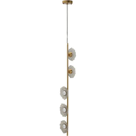 Lampadario verticale Emily in metallo dorato e vetro grigio fumé (1/5)
