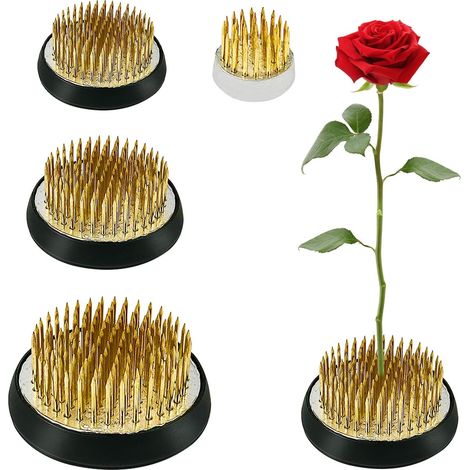 Juego de 4 piezas para arreglos florales Kenzan, 4 tamaños, herramienta fija para decoración floral con cepillo de limpieza, Kenzan Ikebana redondo, Kenzan Ikebana, alfiler Kenzan Ikebana, adecuado pa (1/5)