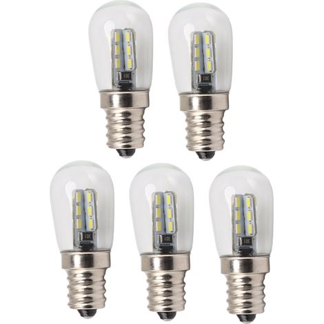 Lot de 5 ampoules LED E12 haute luminosité 120 V pour réfrigérateur, avec 24 LED blanches (1/5)