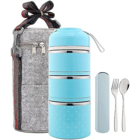 Lunchbox, auslaufsicherer, isolierter Edelstahlbehälter, stapelbar, 3er-Pack
