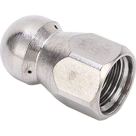 Buse nettoyeur haute pression 5000PSI acier inoxydable débouchage et nettoyage canalisation buse de jet tête sphérique 1 trou avant 3 trous arrière G1/4in (1/5)