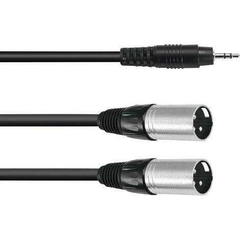 Omnitronic 30225157 XLR Câble adaptateur [1x Jack mâle 3.5 mm - 2x XLR mâle 3 pôles] 3.00 m noir