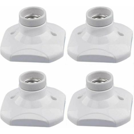 E27 LED-Lampenfassung, E27 Keramikfassung und Kunststoffsockel, E27 Wandfassung, weiße E27-Fassung mit Ring für Flur-/Decken-/Balkonbeleuchtung, 4er-Pack (1/4)