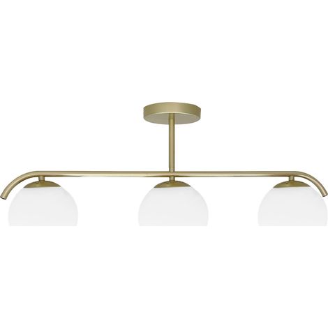Plafoniera ottone con globi bianchi in vetro 3xE14 40W (1/3)