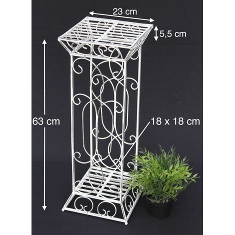 DanDiBo Blumenhocker Metall Weiß Eckig 63 cm Blumenständer 20304 Blumensäule Beistelltisch Pflanzenständer (1/4)