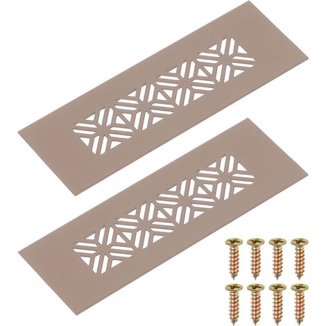 2pcs Grille de Ventilation Rectangulaire en Alliage d'Aluminium, 150x50mm Couvercle de Grille Aération Ajourée avec Vis Montage pour Porte Armoire Penderie Placard Chambre, Marron (1/5)