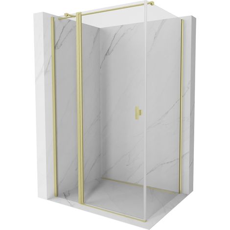 Mexen Mist T Duschkabine Pendeltür 115 x 85 cm, transparent, gebürstetes Gold - 8A4T-115-085-55-00