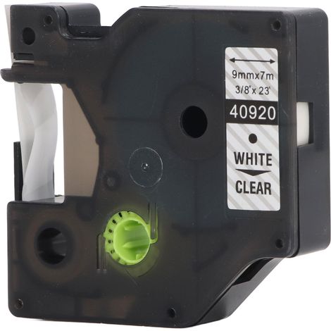 Ruban pour étiqueteuse 9mm x 7m, transparent, résistant à l'eau et à l'huile, compatible DYMO160/210D/PNP, étiquettes claires pour impression, blanc sur transparent (1/5)