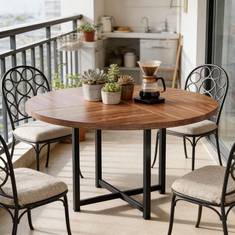 Table basse ronde en bois, table à manger classique pour salle à manger, table seule élégante et fonctionnelle (1/5)